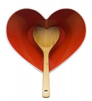 Heart Bowl with Bamboo Ladle